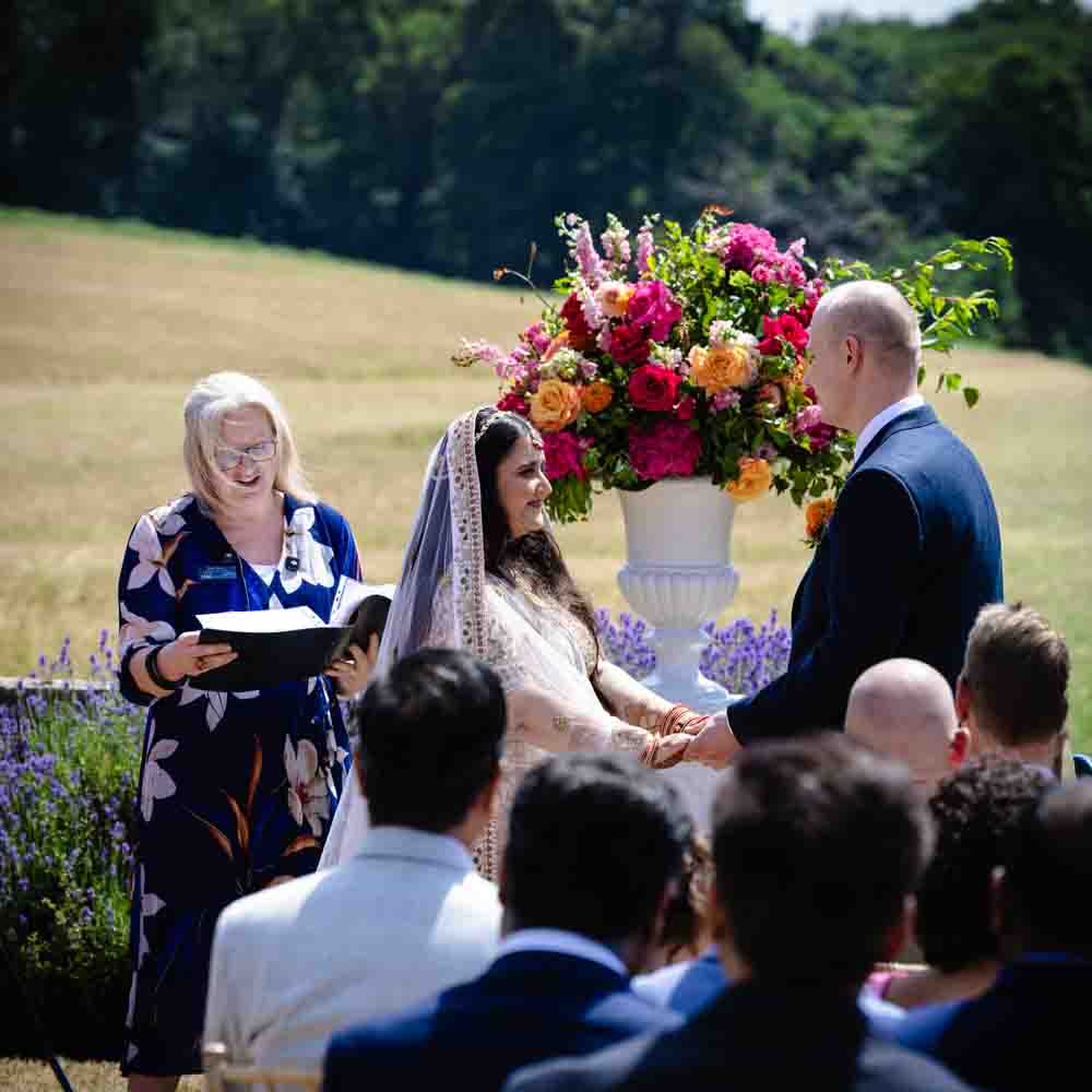 Deb Reed Celebrant Colchester Essex, officiating at the wedding of Lauren and Tristan.